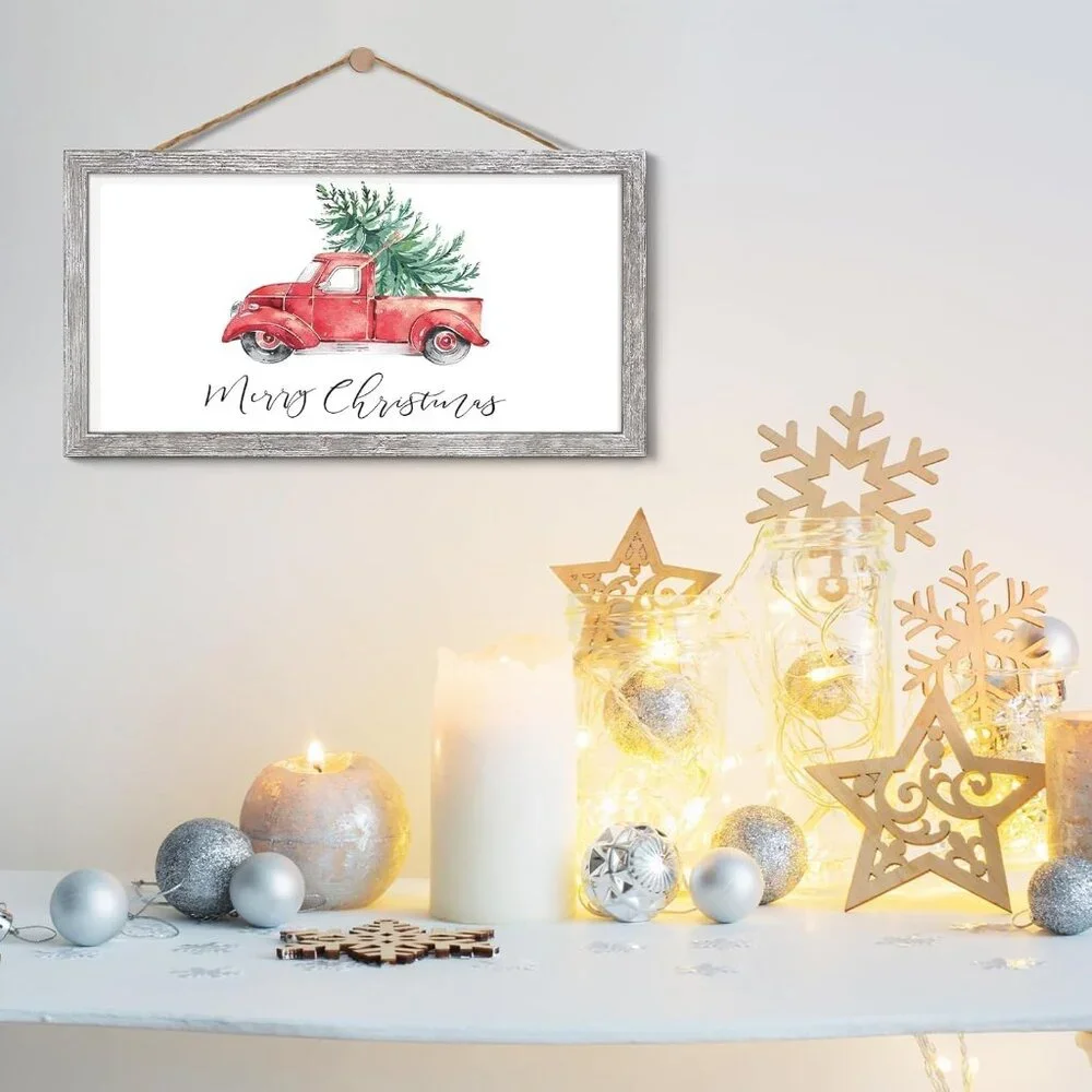 Charming 9x17 Rustic Wall Decor with 10 Interchangeable Sayings - Holiday Gift